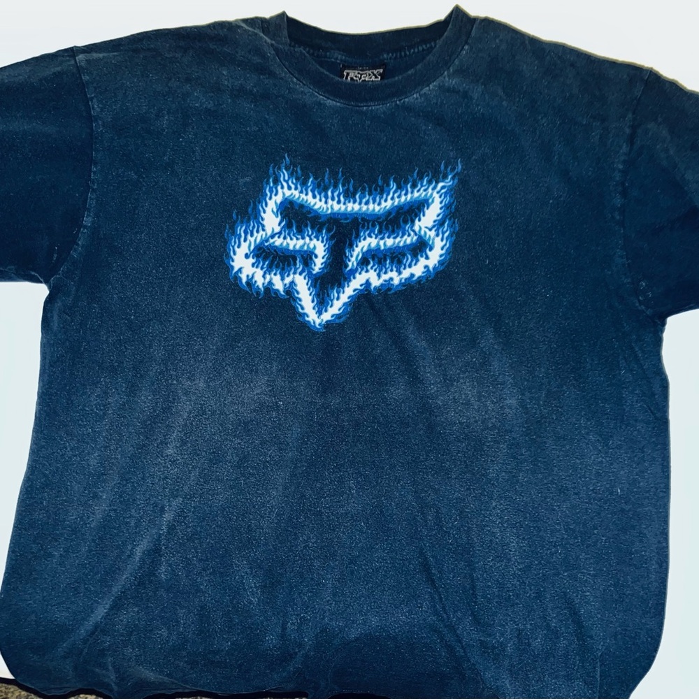 Fox Racing Blue Tee with Blue Flame Logo  | XL